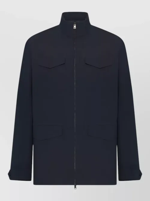 Herno - high collar long sleeve coat flap pocket