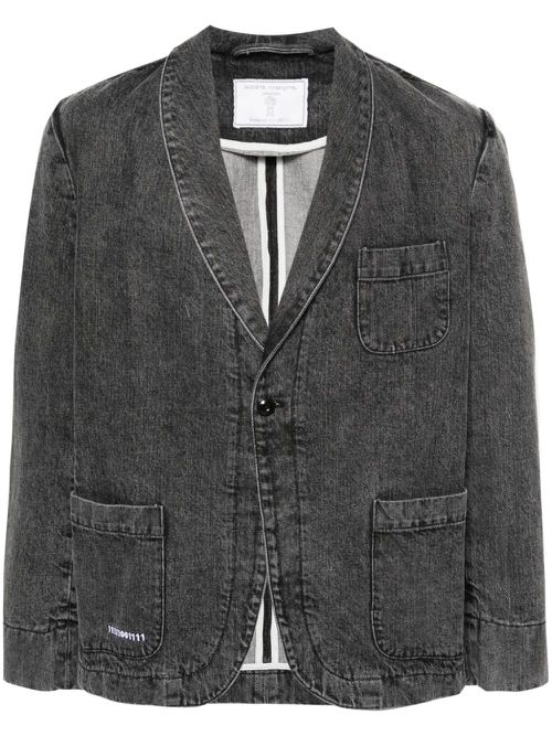 Single-breasted denim blazer - Grey