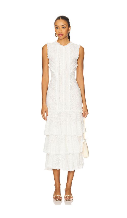 Cinq a Sept MIDI-KLEID MACEIO in White. Größe 6. Also in 0