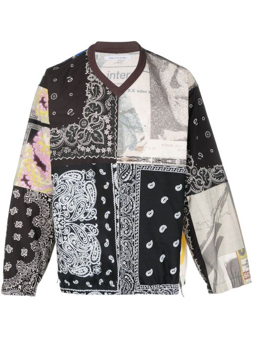 Patchwork pattern-print cotton jumper - Neutrals