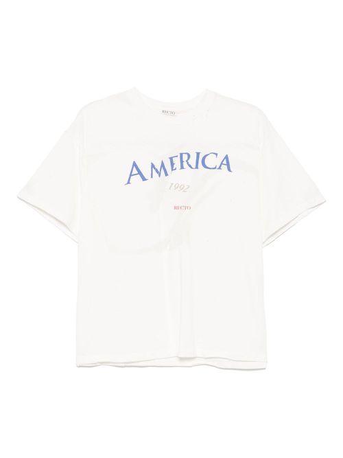 Recto dyeing destroyed T-shirt - White