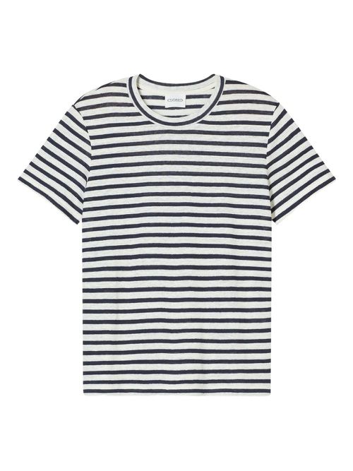 Closed linen striped T-shirt - White