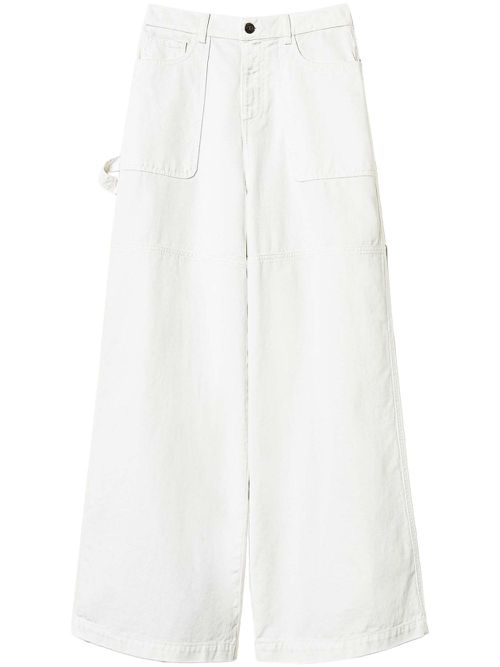 Wide-leg cargo jeans - White