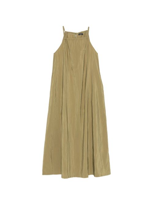 Crinkled Linen Halterneck Dress — Olive