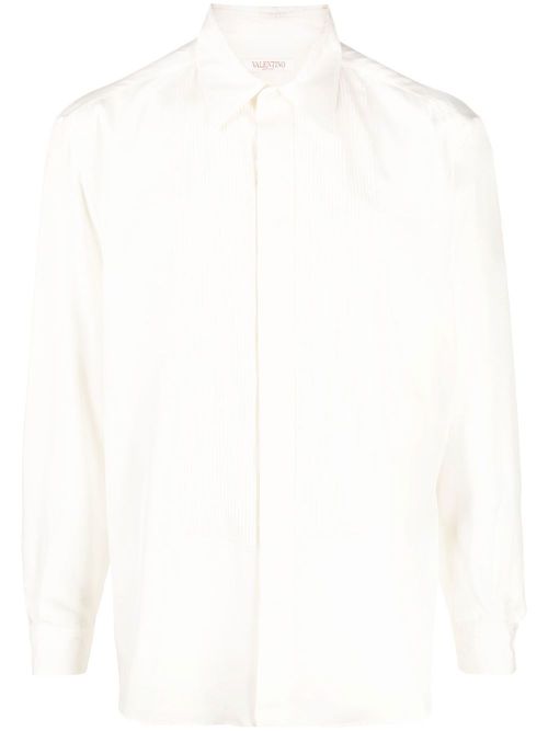 Long-sleeve button-fastening shirt - White