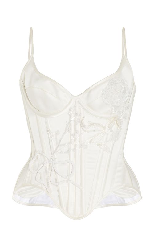 Carnation Salon Embellished Silk Satin Corset Top