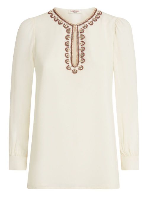 Emporio Sirenuse bead-embroidered blouse - Neutrals