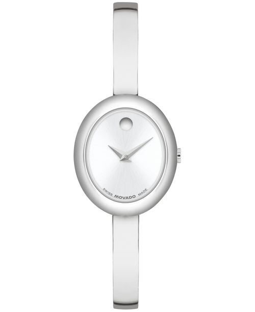 Women's Museum Oval Bangle Swiss Quartz Stainless-Steel Watch, 22 x 26mm - Silver-Tone