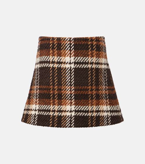Checked wool-blend miniskirt