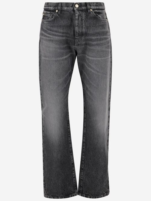 Cotton Denim Jeans With Logo