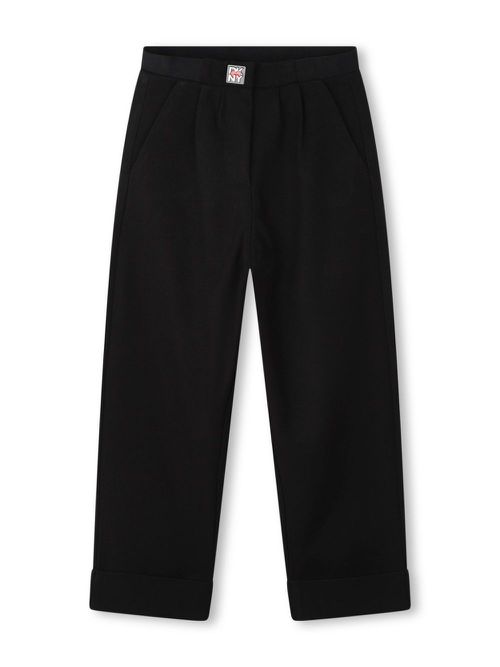 Logo-appliqué straight trousers - Black