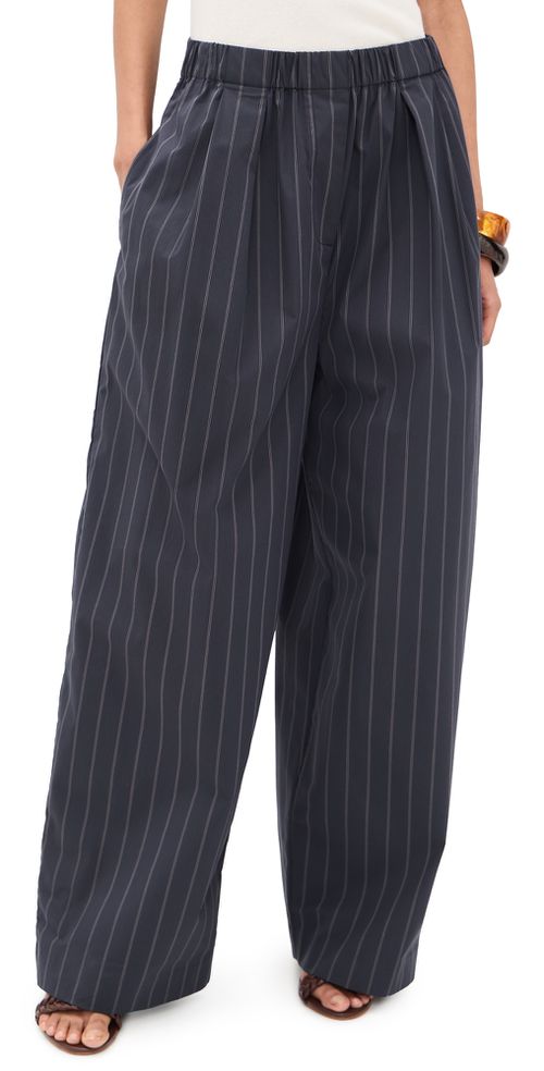 Stripe Relaxed Pleat Pants Ink Stripe