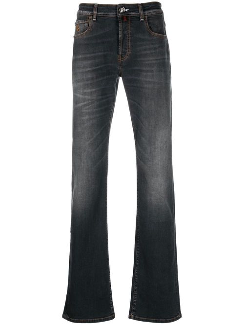 Logo-patch straight-leg jeans - Grey