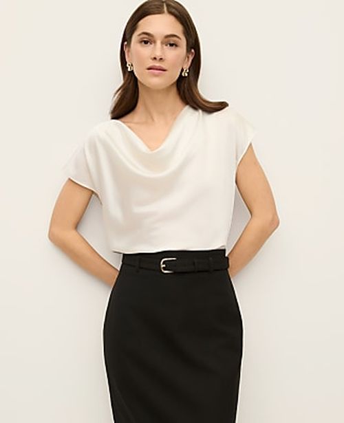 Ann Taylor Petite Satin Cowl Neck Top