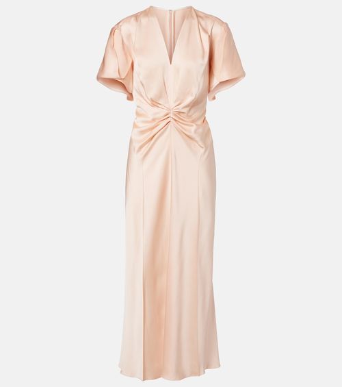 Eve gathered satin crêpe midi dress