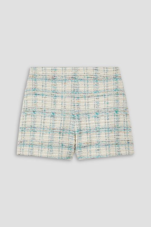 Checked cotton-blend tweed shorts