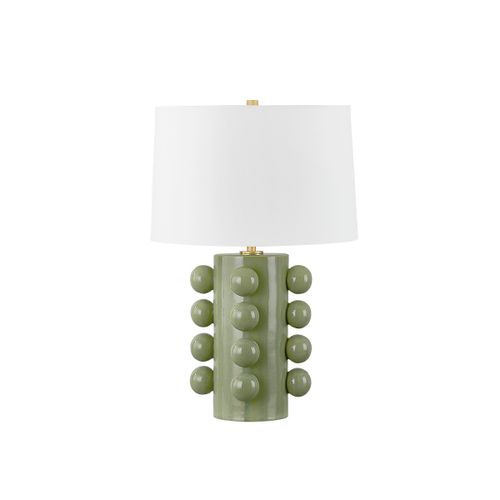 Aged Brass Ceramic Moss Crackle Table Lamp from the Roselle Collection