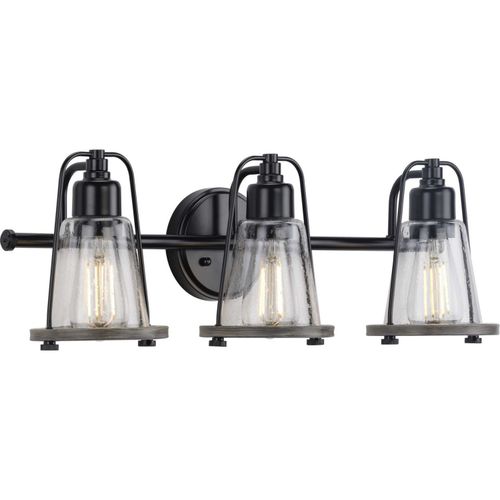Matte Black Three Light Bath Bracket from the Conway Collection