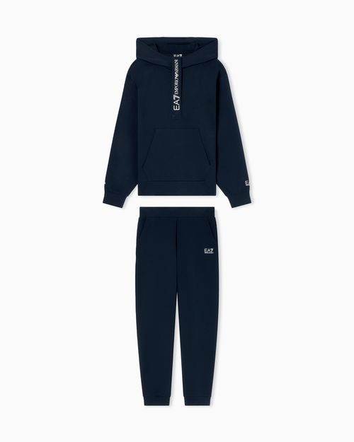 Stretch cotton jersey hooded tracksuit