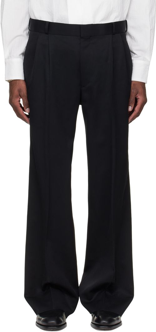 Black Pleated Tailored Trousers