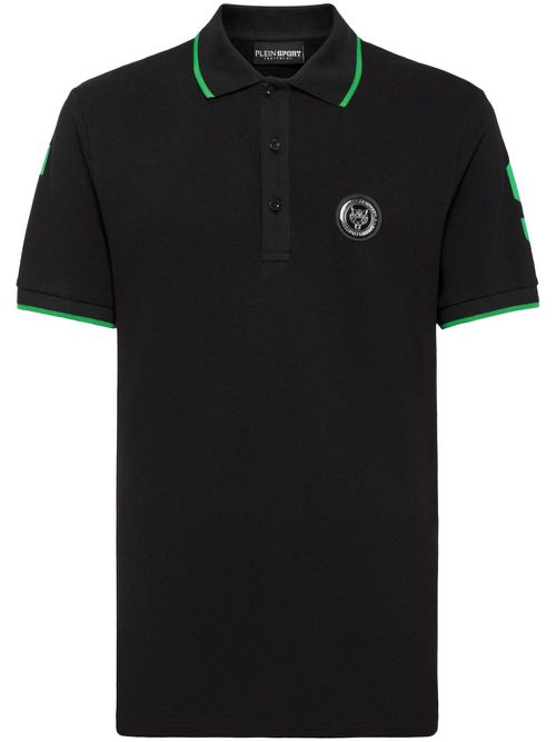 SS logo-patch cotton polo shirt - Black