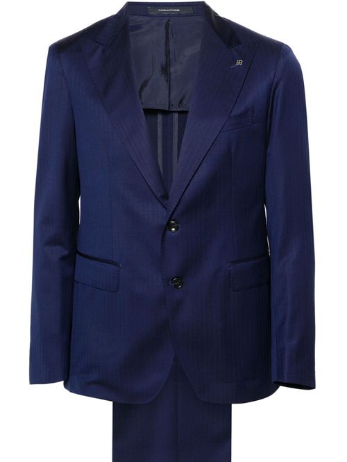 Herringbone single-breasted suit - Blue
