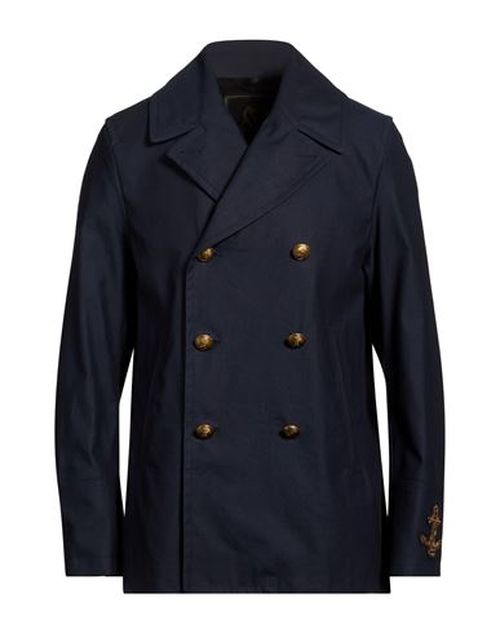 Man Overcoat & Trench Coat Navy Size 40 Linen, Cotton