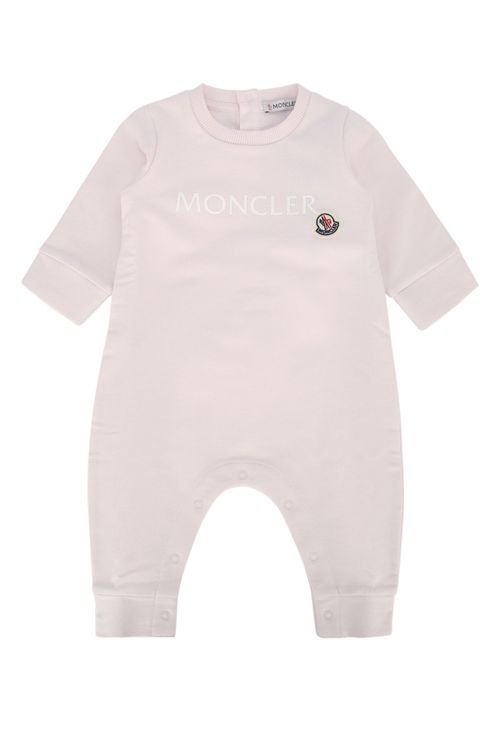 Logo-Embroidered Cotton Bodysuit — Pink