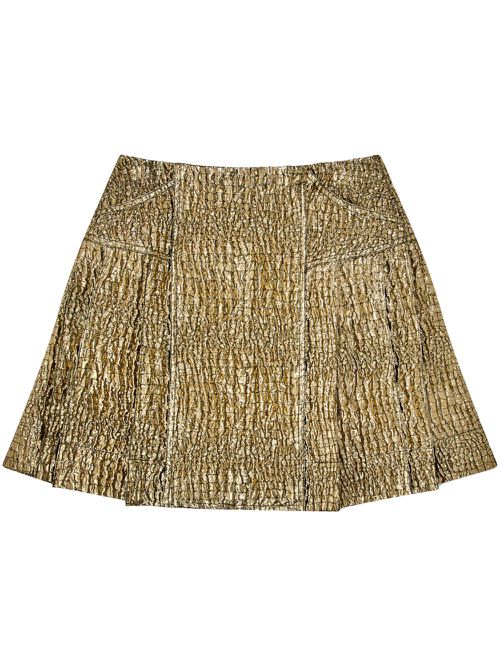 Tie-detail pleated mini kilt - Gold