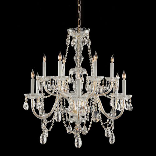 Traditional Crystal 12-Light 26" Traditional Chandelier in Polished Brass with Clear Hand Cut Crysta