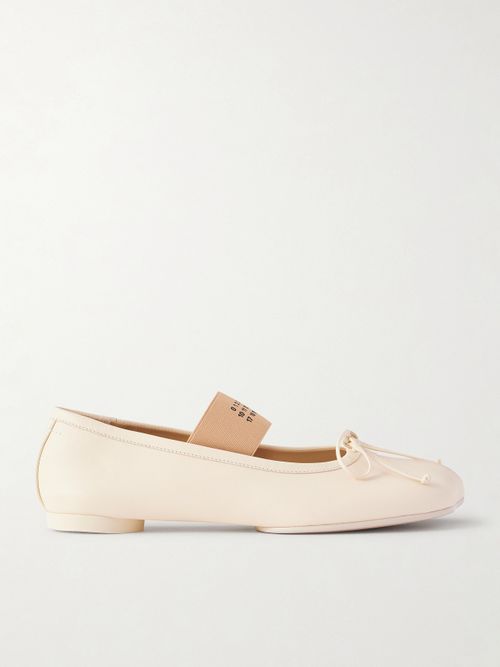 Bow-detailed Leather Ballet Flats
