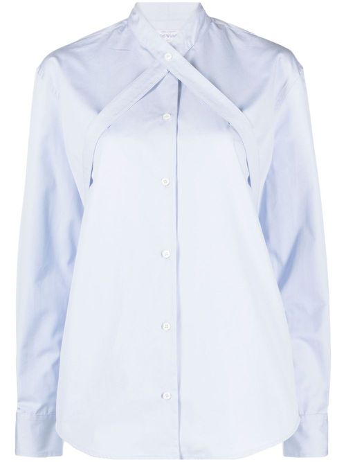 Belted cotton-poplin shirt - Blue