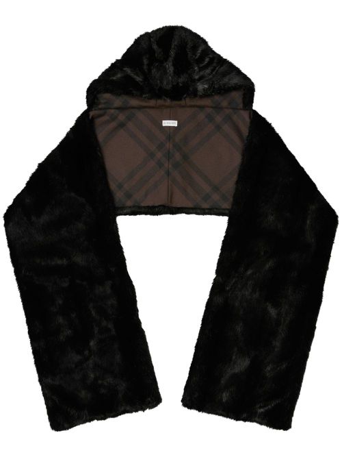 Hooded faux-fur scarf - Black