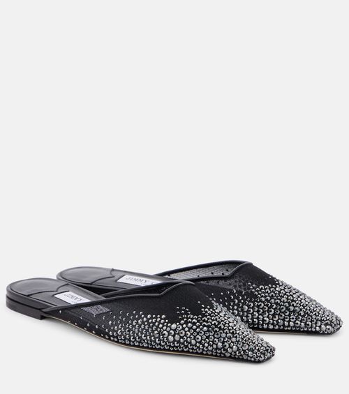 Jimmy Choo Vivi embellished mesh mules