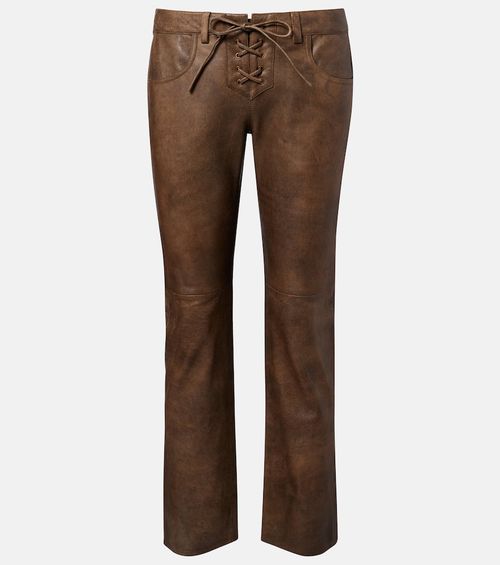 Vanel leather straight pants