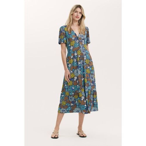 Finery London Edith Floral Jersey Midi Dress In Navy