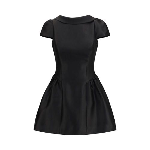 Taffeta Boat Neck Dress — Black