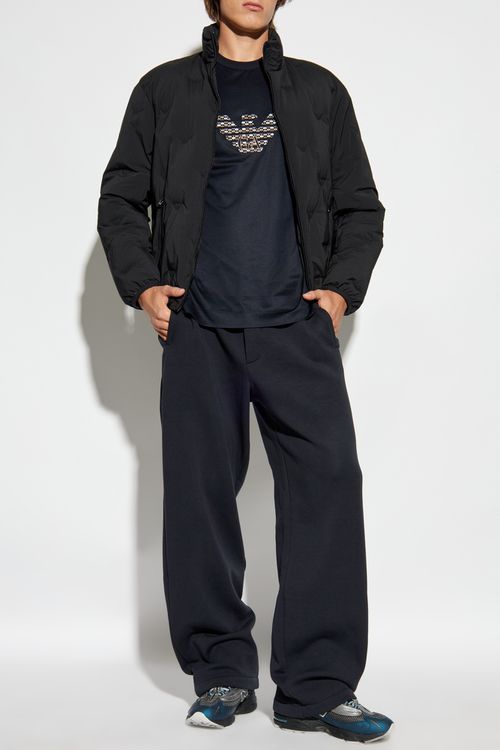 Down Jacket With Stand-up Collar, Men's, Black