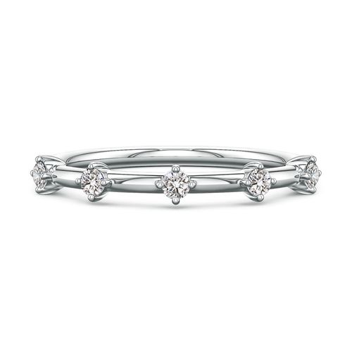 Angara 2 MM Round Diamond Five-Stone Station Ring in Silver