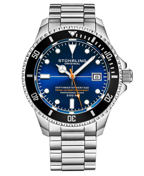 Men's Swiss Automatic Silver-Tone Stainless Steel Bracelet Watch 42mm - Blue