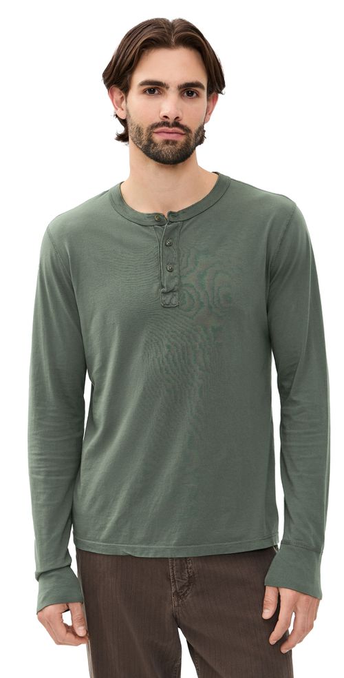 Long Sleeve Supima Jersey Henley Basil