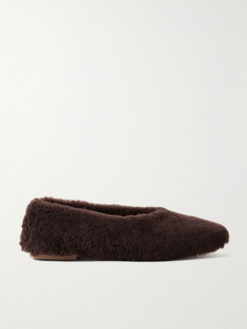 Alba Ballet Shearling Flats - Brown