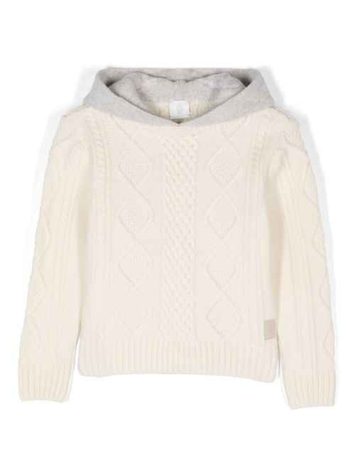 Ribbed-knit hoodie - Neutrals