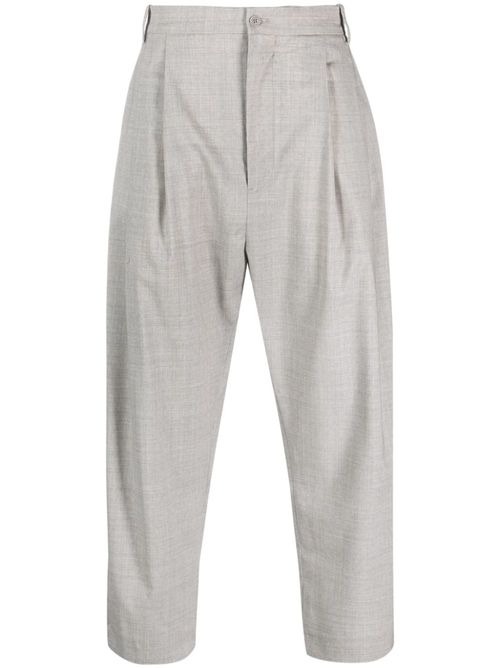 Pleated cropped wool trousers - Grey