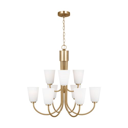 Satin Brass Chandelier from the Miles Collection