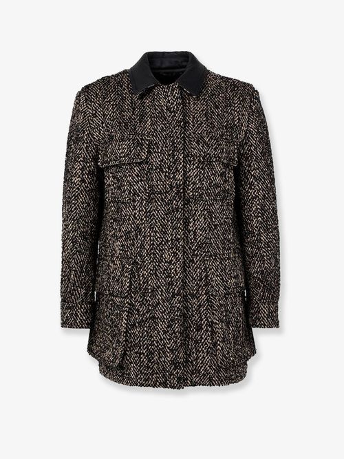 Virgin Wool Herringbone Coat — Black