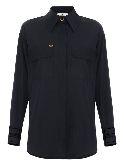 Elisabetta Franchi broderie-anglaise shirt - Black