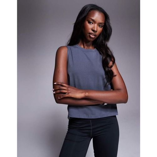 4505 Womens drop armhole cropped cotton vest with quick dry finish in iron grey - X-Sma