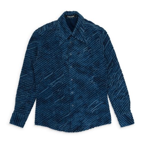 Sankuanz | BLUE TEXTURED BUTTON-DOWN SHIRT | Realry