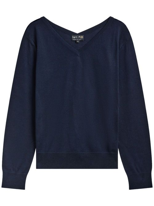 Point d’Ironie-print cotton jumper - Blue